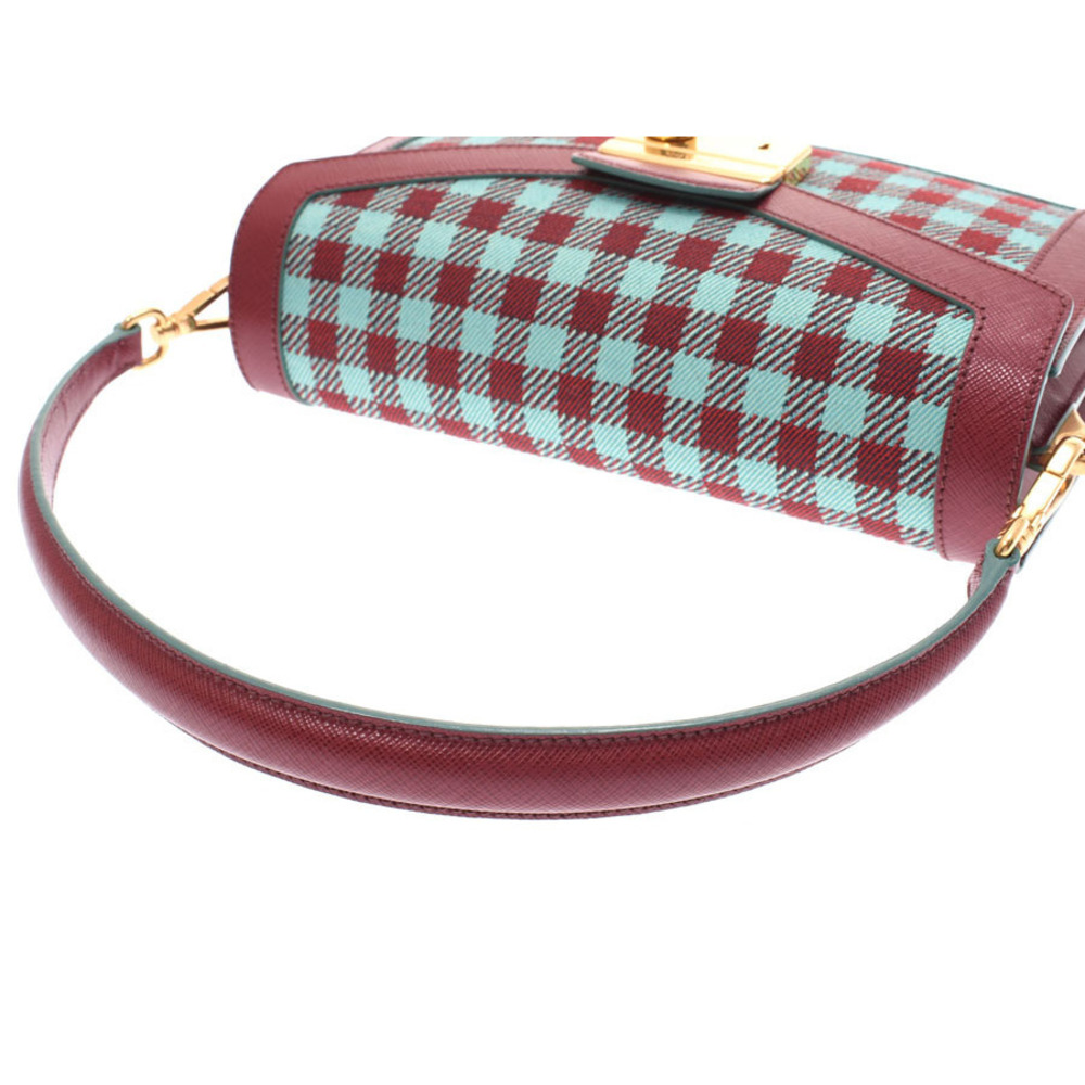 Prada Bag Bordeaux Green Jacquard Purple Saffiano - Picture 3 of 11